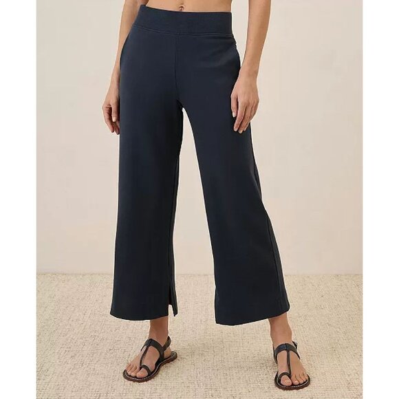 Pact Organic Womens Wide Leg Split Hem Pull On Knit Pants Size XS Black AN EXC - Picture 2 of 11